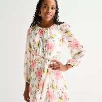 Studio 1 Womens Long Sleeve Floral Maxi Dress
