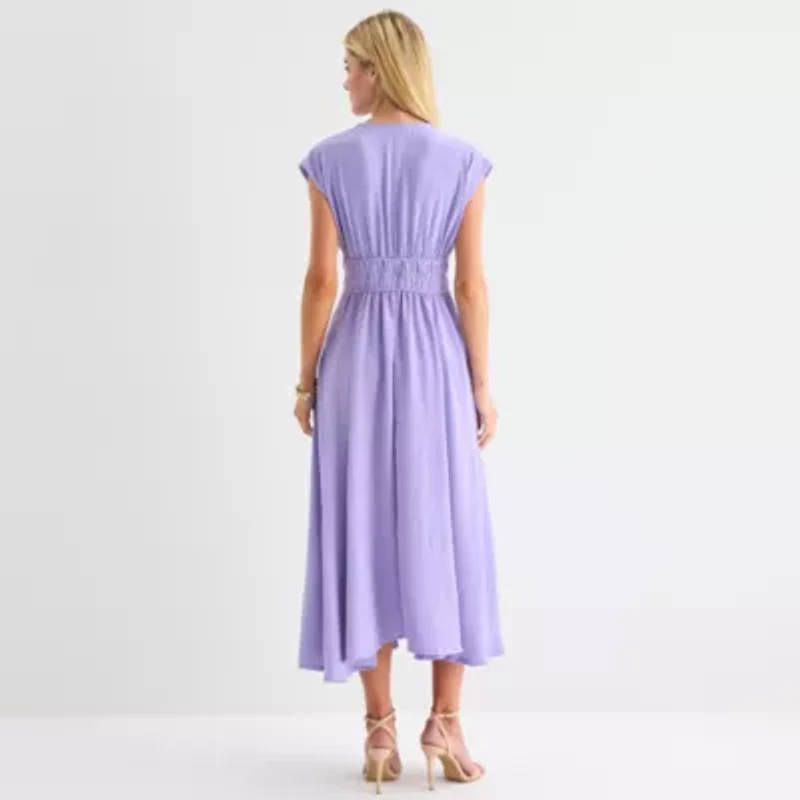 Melonie T Womens Sleeveless Midi Fit + Flare Dress