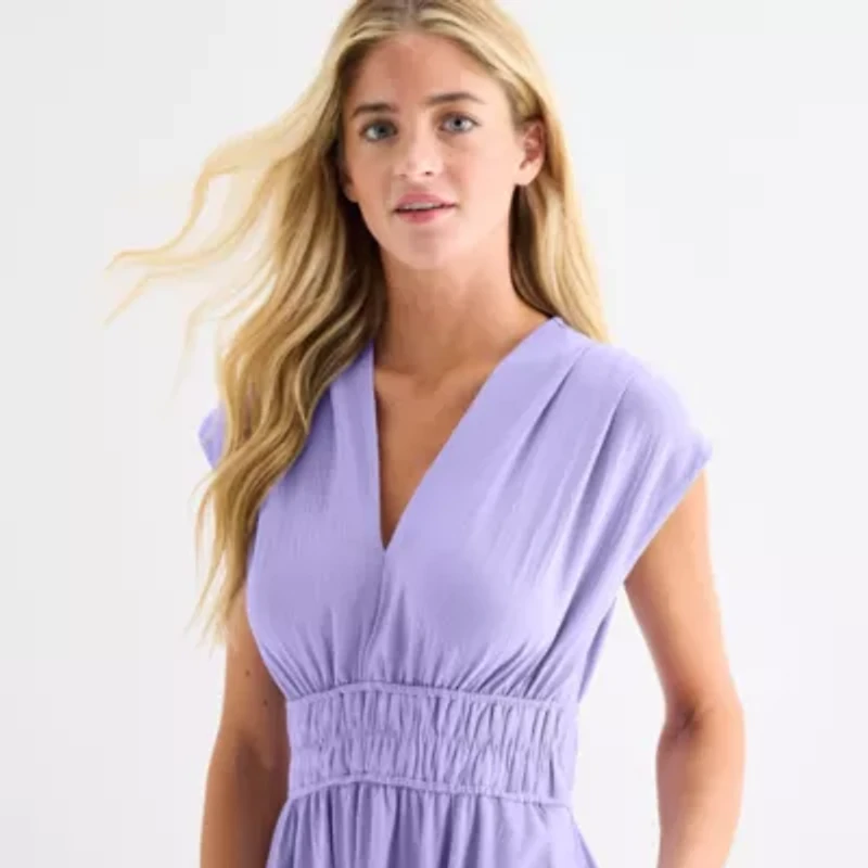 Melonie T Womens Sleeveless Midi Fit + Flare Dress