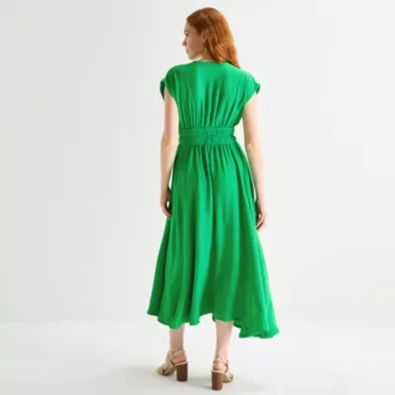 Melonie T Womens Sleeveless Midi Fit + Flare Dress