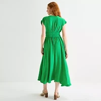 Melonie T Womens Sleeveless Midi Fit + Flare Dress