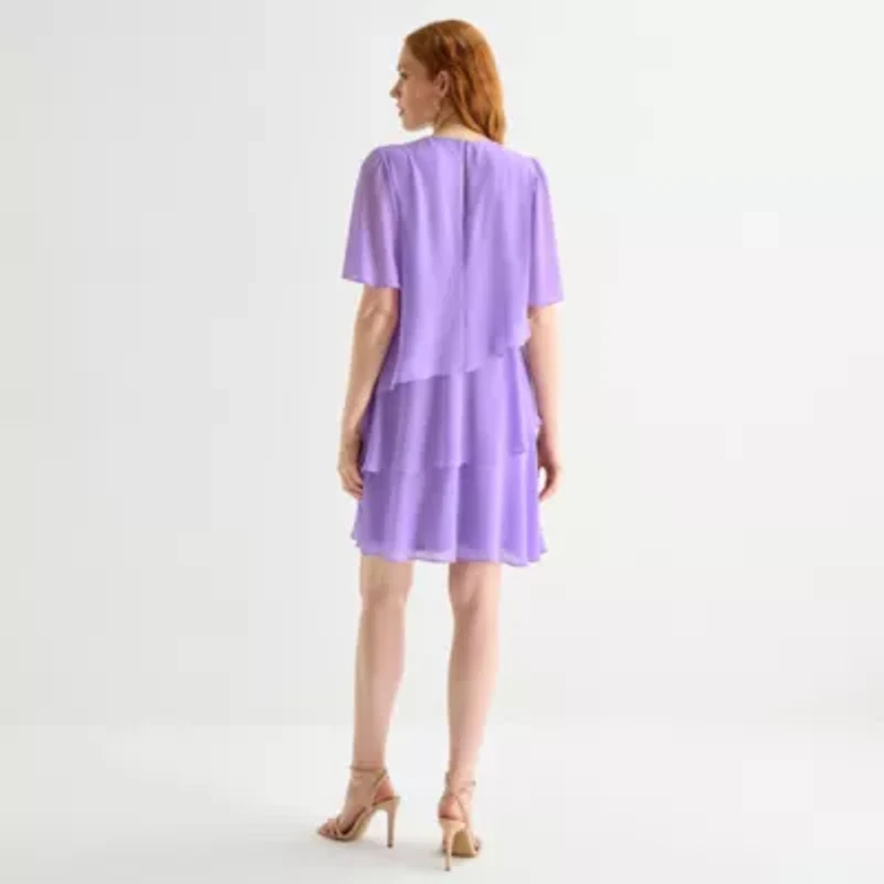 Jessica Howard Womens Short Sleeve Floral Shift Dress