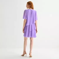 Jessica Howard Womens Short Sleeve Floral Shift Dress