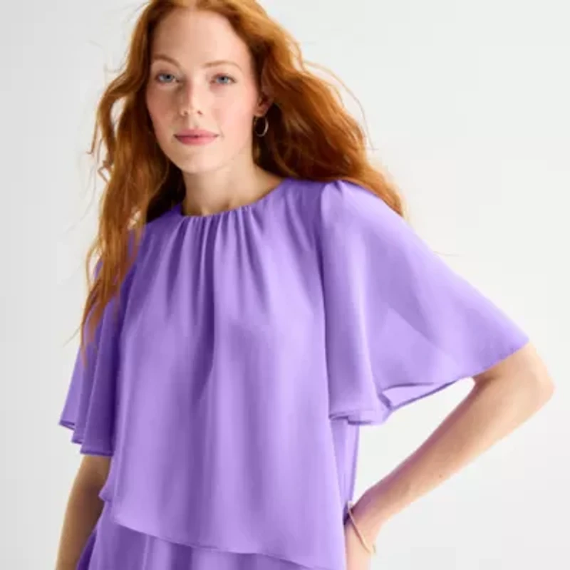 Jessica Howard Womens Short Sleeve Floral Shift Dress