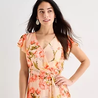 Brannan Womens Short Sleeve Floral Fit + Flare Dress