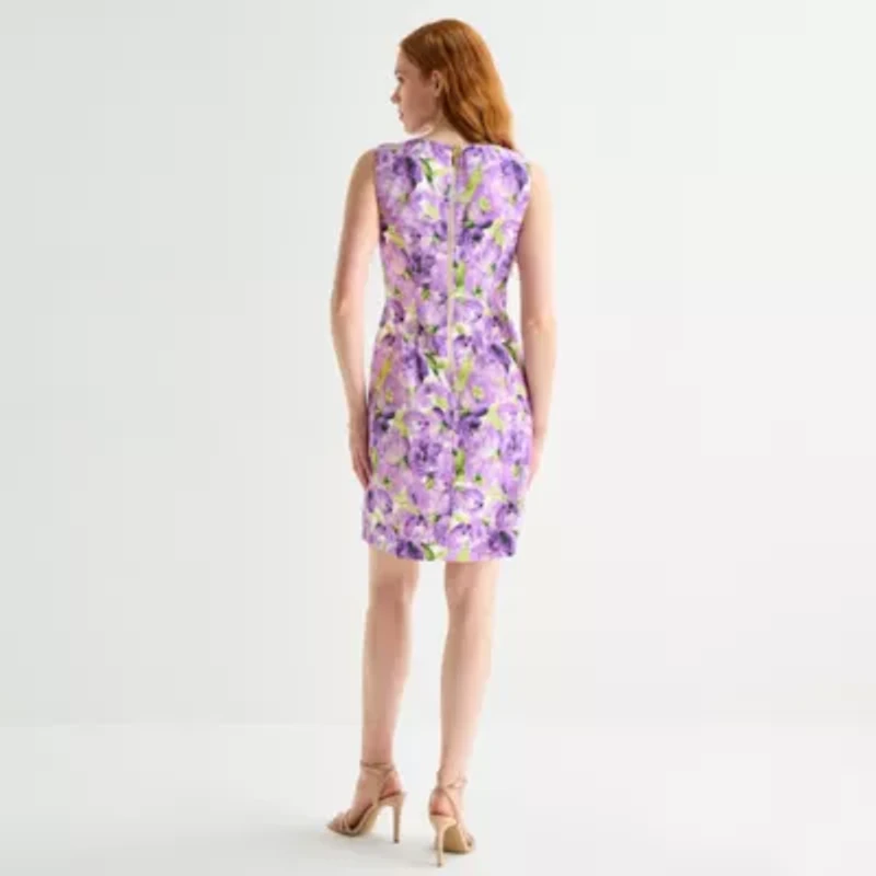 Alyx Womens Sleeveless Floral Sheath Dress