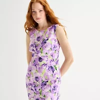 Alyx Womens Sleeveless Floral Sheath Dress