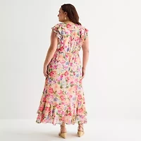 Melonie T Womens Plus Sleeveless Floral Maxi Dress