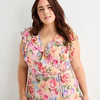 Melonie T Womens Plus Sleeveless Floral Maxi Dress