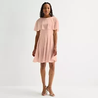 Danny & Nicole Womens Short Sleeve Fit + Flare Dress