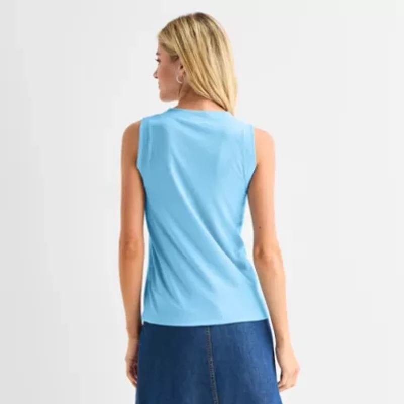 St. John's Bay Womens Tall V Neck Sleeveless Blouse