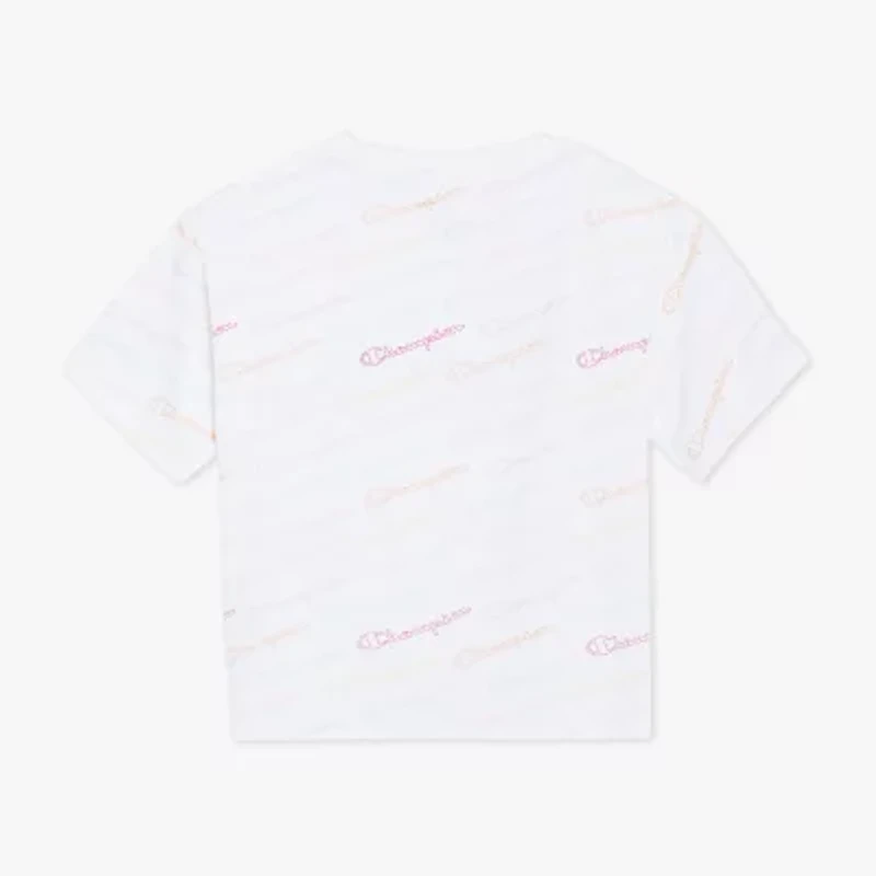 Champion Tie Front Big Kid Girls Crew Neck Short Sleeve Relaxed Fit Graphic T-Shirt