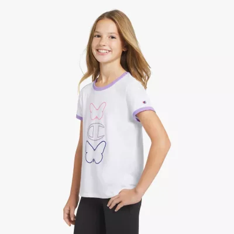 Champion Ringer Big Kid Girls Round Neck Short Sleeve Regular Fit Graphic T-Shirt