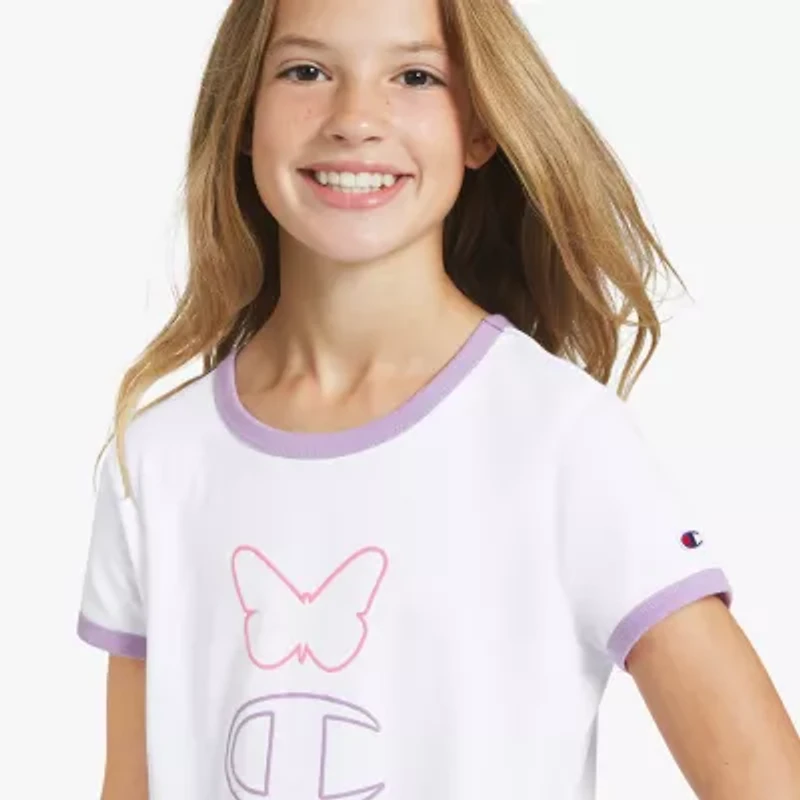 Champion Ringer Big Kid Girls Round Neck Short Sleeve Regular Fit Graphic T-Shirt