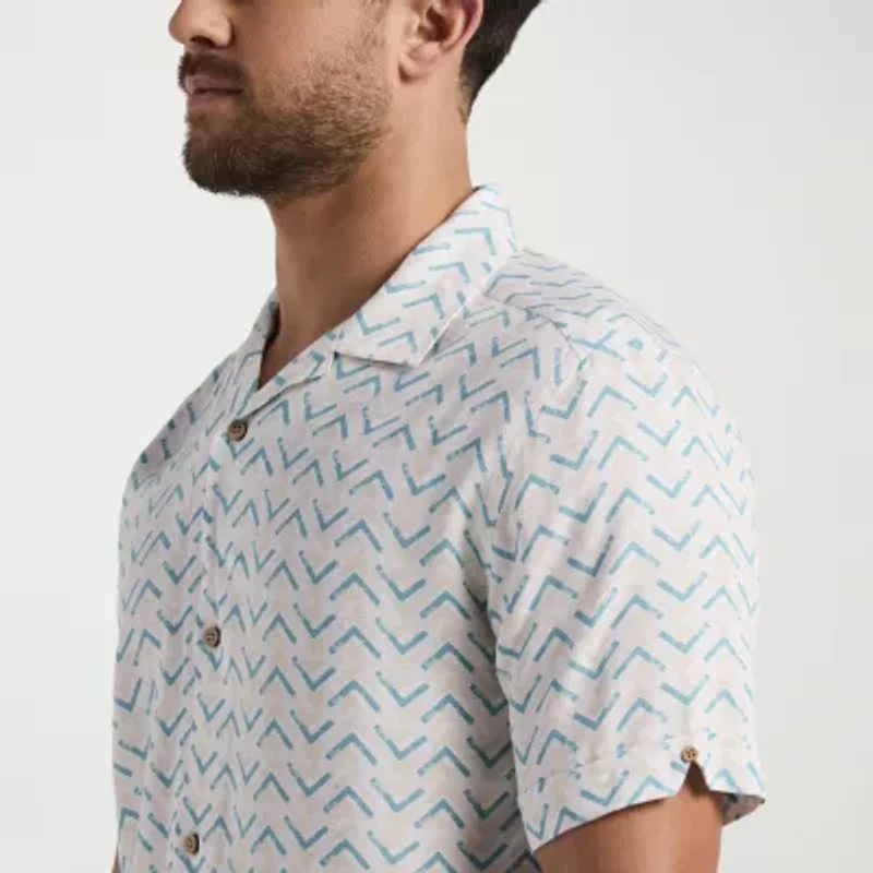 Cubavera Mens Short Sleeve Classic Fit Button-Down Shirt