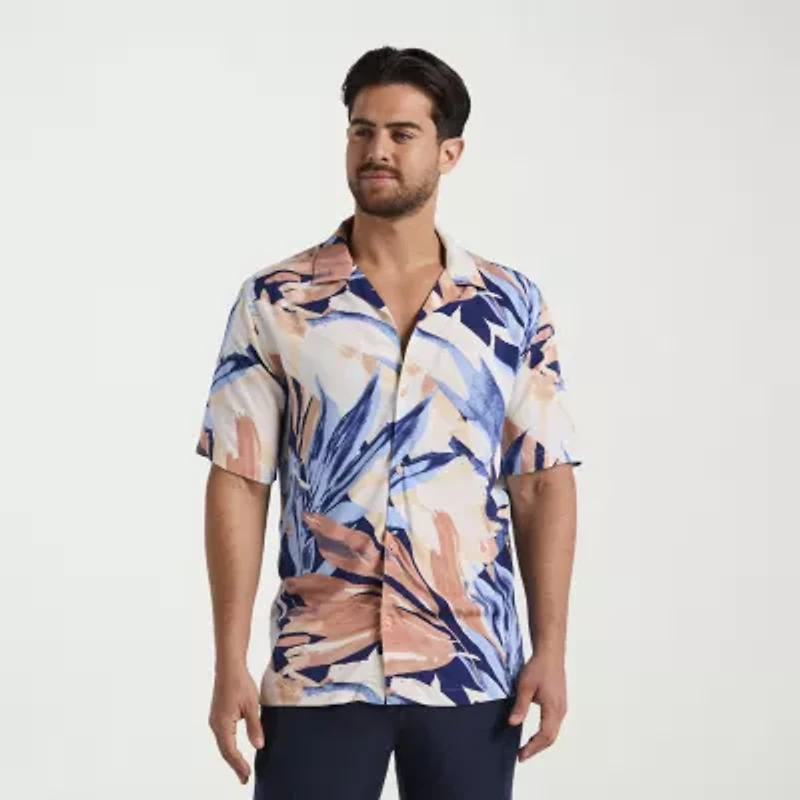 Cubavera Mens Short Sleeve Classic Fit Button-Down Shirt