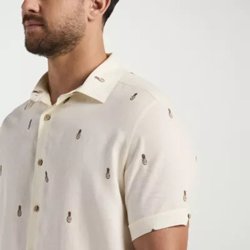 Cubavera Mens Short Sleeve Classic Fit Button-Down Shirt