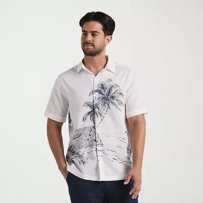 Cubavera Mens Short Sleeve Classic Fit Button-Down Shirt