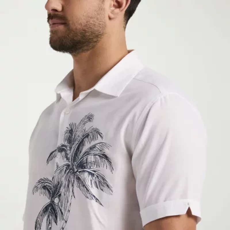 Cubavera Mens Short Sleeve Classic Fit Button-Down Shirt