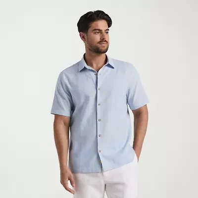 Cubavera Mens Short Sleeve Classic Fit Button-Down Shirt
