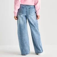 Forever 21 Womens Juniors Low Rise Relaxed Fit Embellished Bow Jean