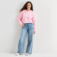 Forever 21 Womens Juniors Low Rise Relaxed Fit Embellished Bow Jean