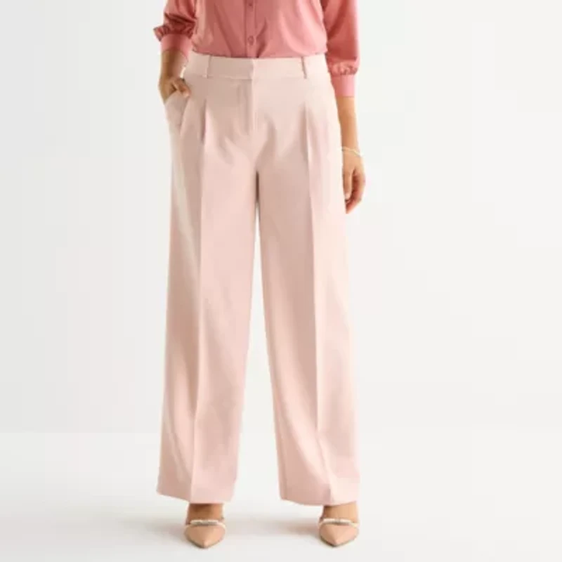 Liz Claiborne Womens Wide Leg Mid Rise Trouser