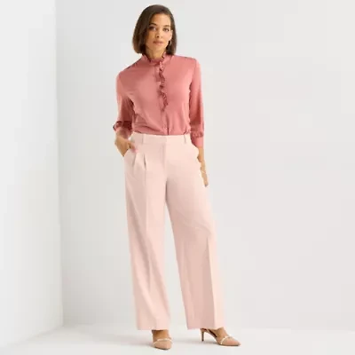 Liz Claiborne Womens Wide Leg Mid Rise Trouser