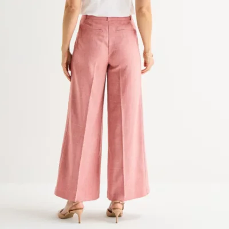 Liz Claiborne Womens Wide Leg Mid Rise Trouser