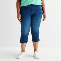 St. John's Bay Womens Plus Denim Pull On Cropped Pant