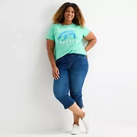 St. John's Bay Womens Plus Denim Pull On Cropped Pant