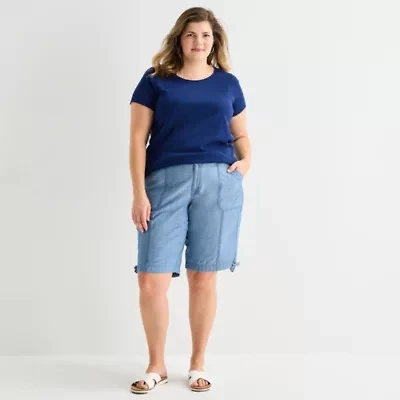 St. John's Bay Womens 11 1/2" Plus Cargo Bermuda Short