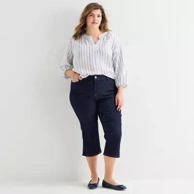St. John's Bay Womens Plus Mid Rise Capri Jean