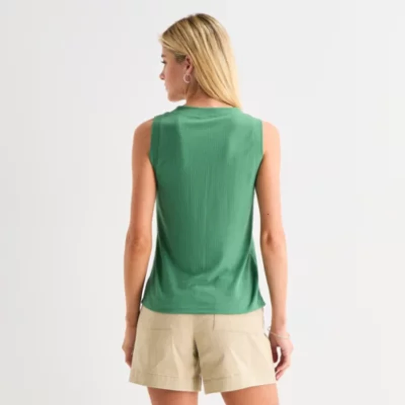 St. John's Bay Womens V Neck Sleeveless Blouse