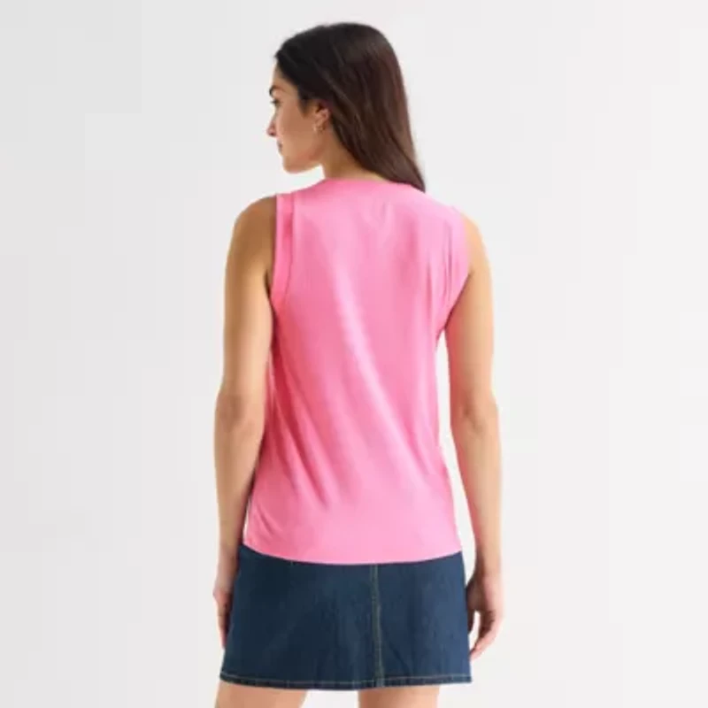 St. John's Bay Womens V Neck Sleeveless Blouse