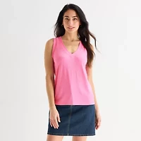 St. John's Bay Womens V Neck Sleeveless Blouse