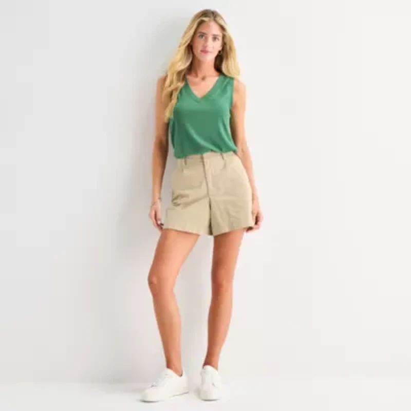 St. John's Bay Womens V Neck Sleeveless Blouse