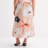 Liz Claiborne Womens Plus Mid Rise Midi Full Skirt