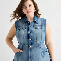 JS Jessica Simpson Womens Plus Sleeveless Midi A-Line Dress