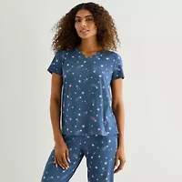 Jaclyn Womens V-Neck Short Sleeve 2-pc. Pajama Sets