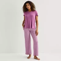 Jaclyn Womens V-Neck Short Sleeve 2-pc. Pajama Sets