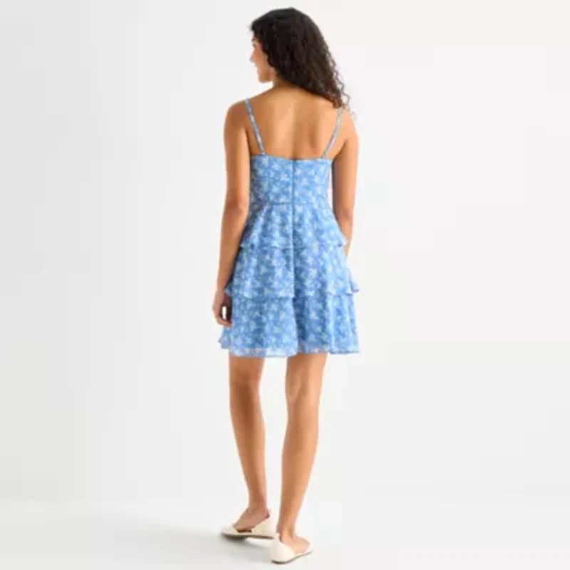 by&by Womens Juniors Floral Fit + Flare Dress