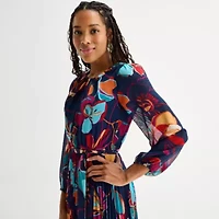 Sandra Darren Womens 3/4 Sleeve Floral Maxi Dress