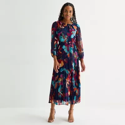 Sandra Darren Womens 3/4 Sleeve Floral Maxi Dress