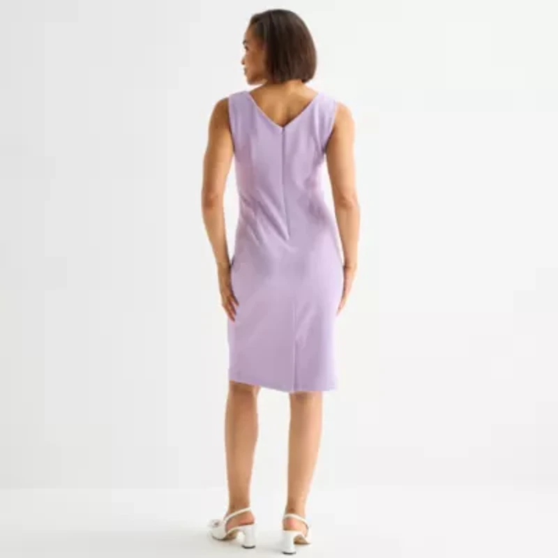 Maya Brooke Womens Pearl Trim Plaid Jacket Dress