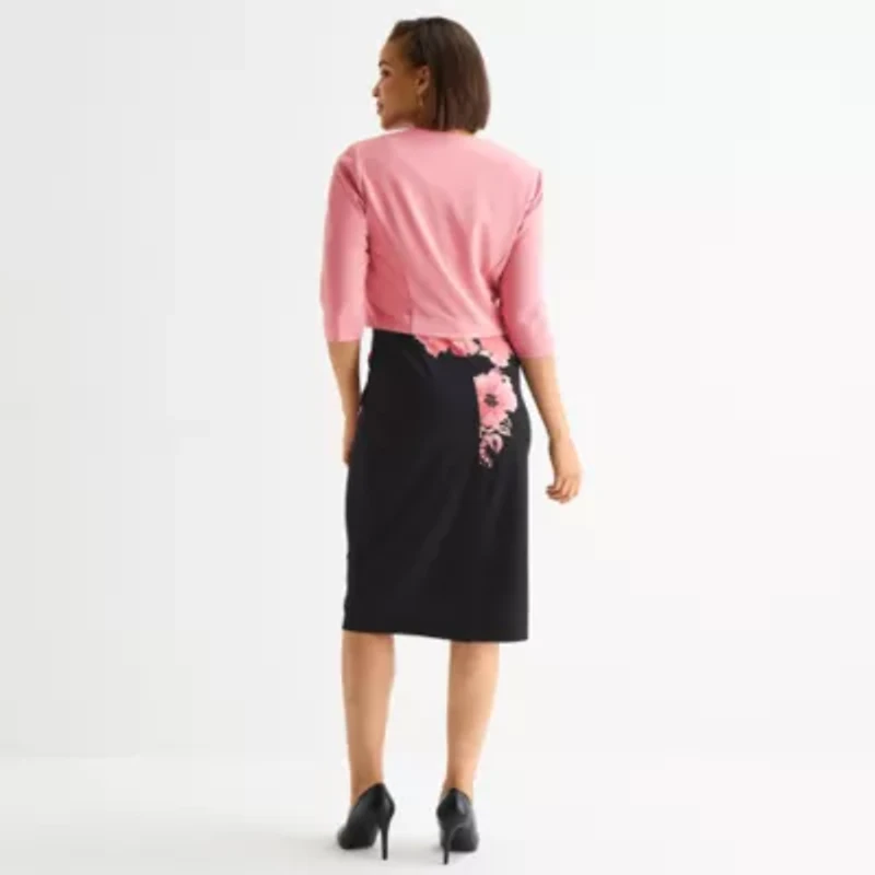 Maya Brooke Womens Floral Jacket Dress