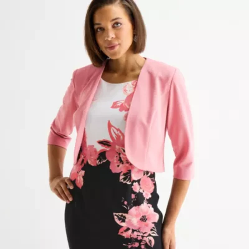 Maya Brooke Womens Floral Jacket Dress