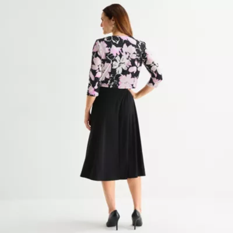 Jessica Howard Womens Floral Midi Jacket Dress