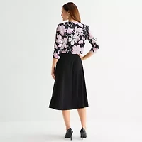 Jessica Howard Womens Floral Midi Jacket Dress
