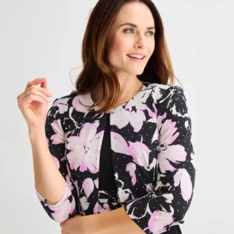 Jessica Howard Womens Floral Midi Jacket Dress